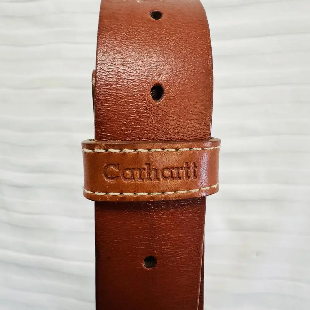 Carhartt Nubuck Leather Belt Brown Workwear Stitch Detail S Heritage Western
